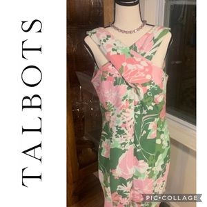 Pastel Floral Criss Cross dress from Talbots 10petite, EUC; looks like a Lily P!